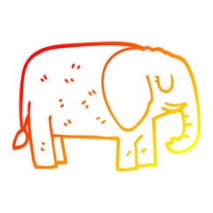 warm gradient line drawing cartoon elephant standing still