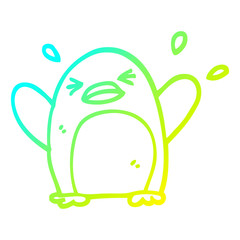 cold gradient line drawing cartoon flapping penguin