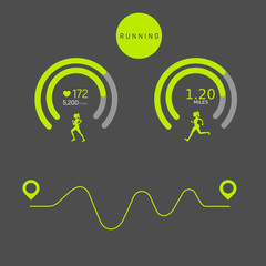 Ready fitness application UI,UX, of info graphics and graphs. Fitness app screens in flat style with charts and info graphic. UI dashboard.