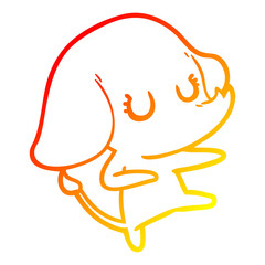 warm gradient line drawing cute cartoon elephant