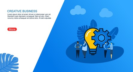 Website or landing page of Vector creative business illustration. workflow to create ideas. teamwork on the project