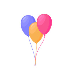 bunch of three colorful flying celebration balloons on white background. vector illustration. decoration for party banner, card, gift