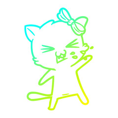 cold gradient line drawing cartoon cat
