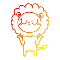 warm gradient line drawing cartoon lion