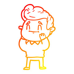 warm gradient line drawing happy surprised cartoon man