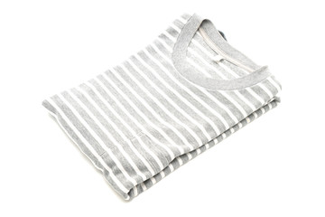 folded striped t-shirt on white background