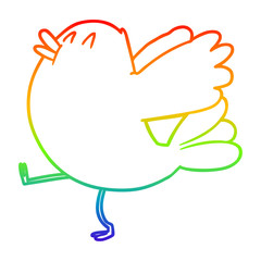 rainbow gradient line drawing cartoon flapping bird