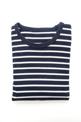 folded striped t-shirt on white background