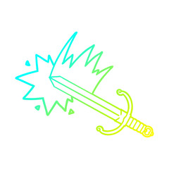 cold gradient line drawing swinging cartoon sword