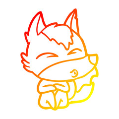 warm gradient line drawing cartoon wolf whistling