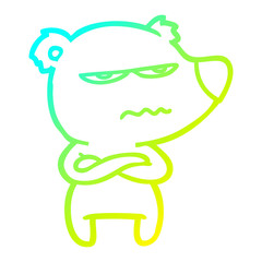 cold gradient line drawing annoyed bear cartoon