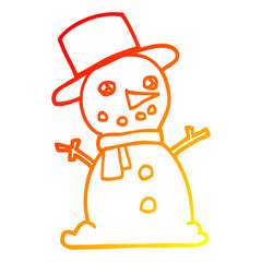 warm gradient line drawing cartoon traditional snowman
