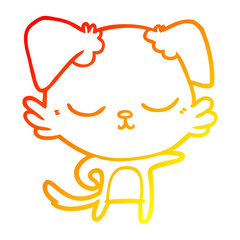 warm gradient line drawing cute cartoon dog