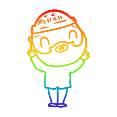 rainbow gradient line drawing cartoon bearded man