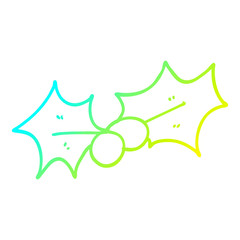 cold gradient line drawing cartoon christmas holly