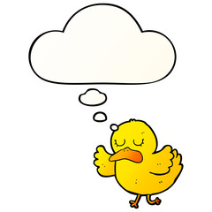 cartoon duck and thought bubble in smooth gradient style