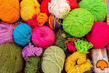 Balls of colorful yarn