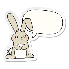 cartoon rabbit and speech bubble sticker