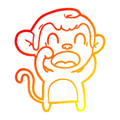 warm gradient line drawing shouting cartoon monkey