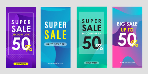 set of promotion banner template design with modern abstract fluid shape background