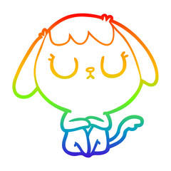 rainbow gradient line drawing cute cartoon dog