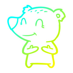 cold gradient line drawing friendly bear cartoon