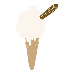 cartoon ice cream and speech bubble in retro style