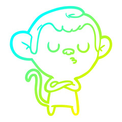 cold gradient line drawing cartoon monkey