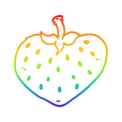 rainbow gradient line drawing cartoon strawberry