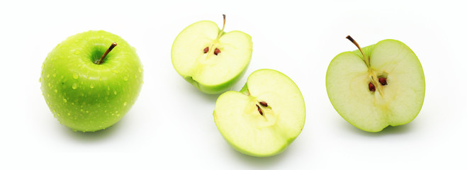 green apples fresh and healthy isolate on white background
