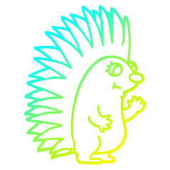 cold gradient line drawing cartoon spiky hedgehog