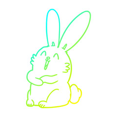cold gradient line drawing cartoon laughing bunny rabbit