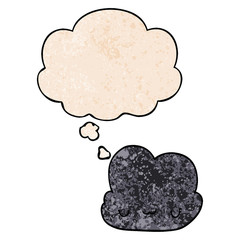 cute cartoon cloud and thought bubble in grunge texture pattern style