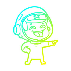 cold gradient line drawing cartoon laughing astronaut