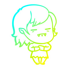 cold gradient line drawing cartoon undead vampire girl
