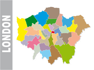 Colorful London administrative and political map with coat of arms