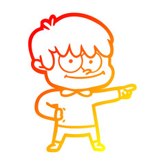 warm gradient line drawing happy cartoon man