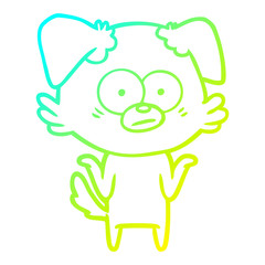 cold gradient line drawing nervous dog cartoon