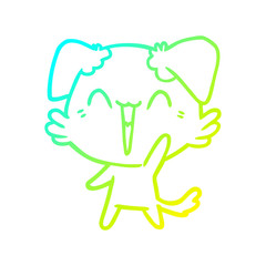 cold gradient line drawing happy little dog cartoon