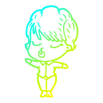 recommend clip art: cold gradient line drawing cartoon woman with eyes shut