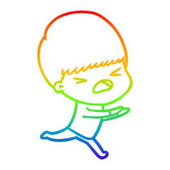 rainbow gradient line drawing cartoon stressed man