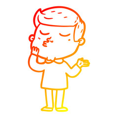 warm gradient line drawing cartoon model guy pouting