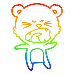 rainbow gradient line drawing angry cartoon bear