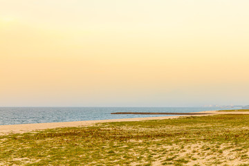 夕焼け　日本海　砂浜　鳥取 海岸