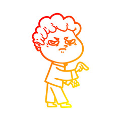 warm gradient line drawing cartoon angry man