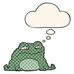 cartoon toad and thought bubble in comic book style