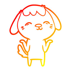 warm gradient line drawing happy cartoon dog