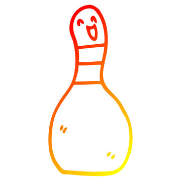 recommend clip art: warm gradient line drawing cartoon bowling pin