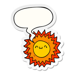 cartoon sun and speech bubble sticker