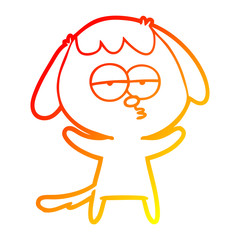 warm gradient line drawing cartoon bored dog